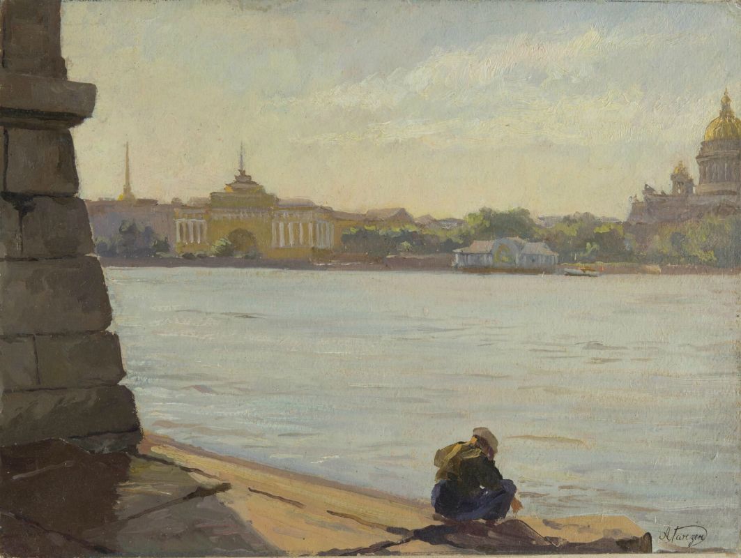 Вид с Невы. Санкт-Петербург (масло, картон. 30.5×40.8см)